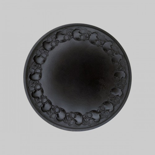 Patch rond têtes de mort en cuir embouti – noir