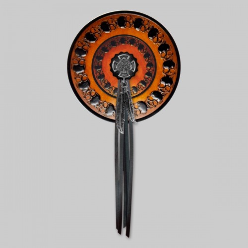 Patch rond têtes de mort en cuir embouti, PE35, Croix as de pique