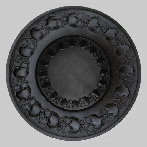Round skull embossed leather patch, PE35 – black