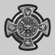 Croix de Malte tête de mort – motif à riveter en étain, rondelle de cuir noire