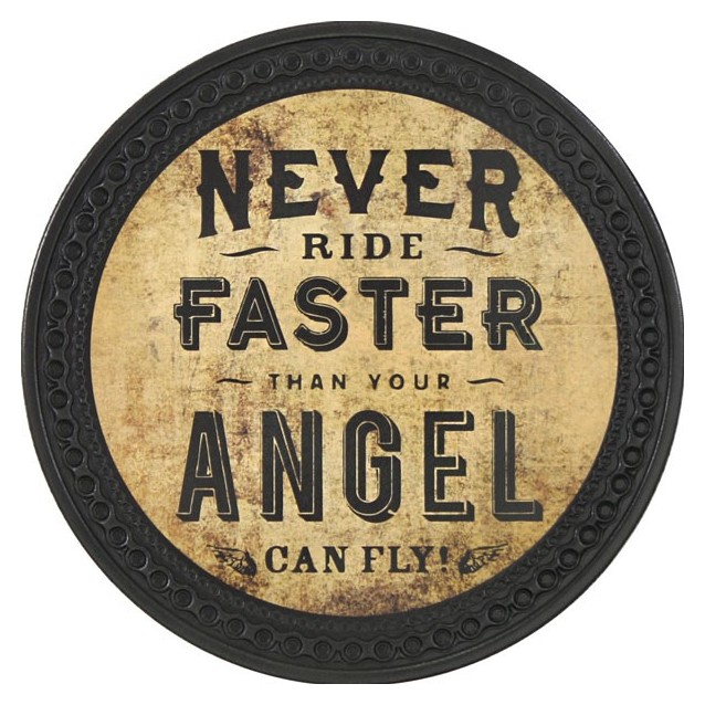 Never Ride Faster?..Biker rot 9.8 x 3.7 cm Aufnäher / Bügelbild 