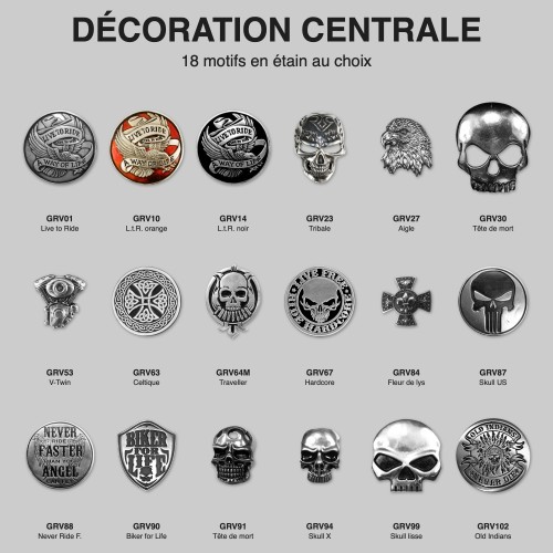 Écusson têtes de mort – 18 motifs en étain au choix