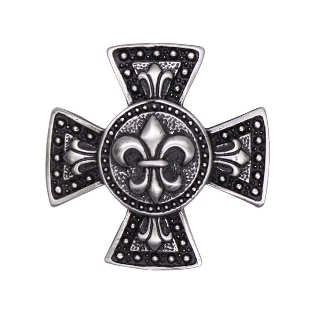 Pin's décoratif Fleur de Lys sur Croix de Malte Biker - biker