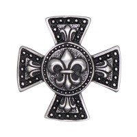 Maltese Cross with Fleur-de-Lis Pin, Pewter