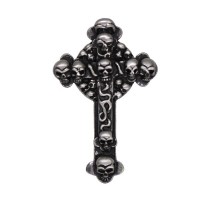 Celtic Cross with Skulls Pin, Pewter