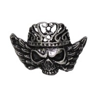 Pin’s tête de mort couronnée de roses, étain