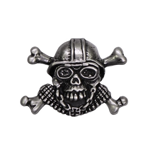 Pin’s tête de mort casquée, étain