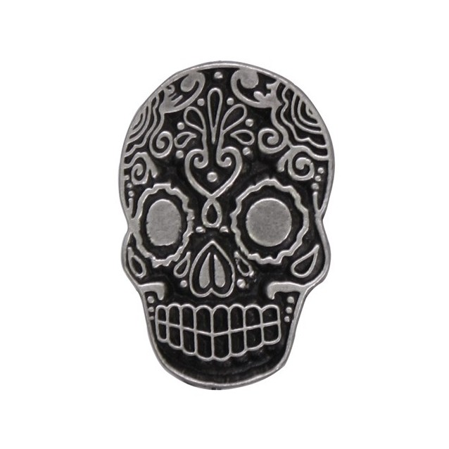 Pin's décoratif Sugar Skull Biker 100% artisanal  - france