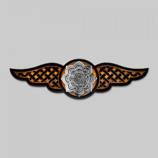 Woven Wings Leather Patch with Pewter Centre Motif – GRV100 – antique brown
