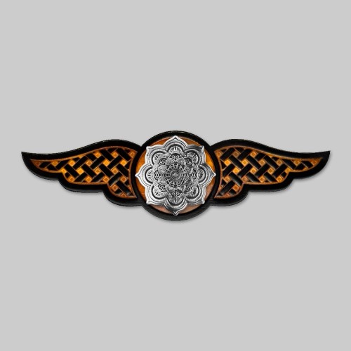 Woven Wings Leather Patch with Pewter Centre Motif – GRV100 – antique brown