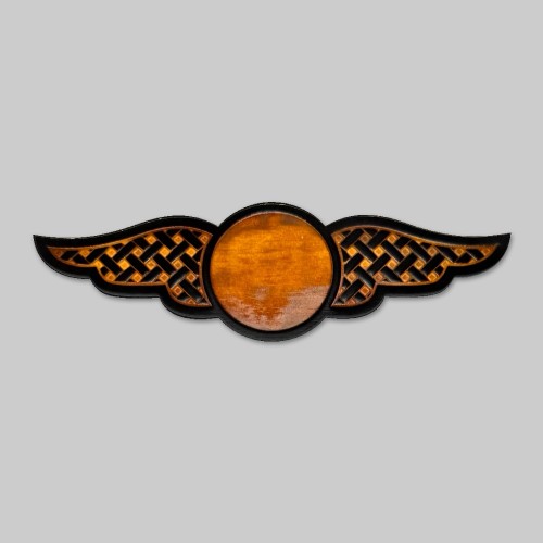 Patch ailes tressées en cuir, motif étain au centre – marron vieilli