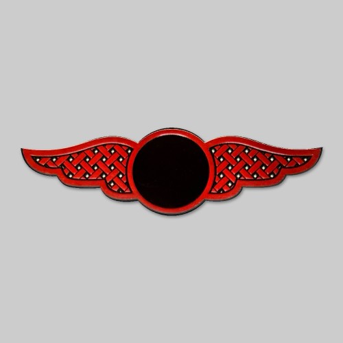 Patch ailes tressées en cuir, motif étain au centre – rouge et noir