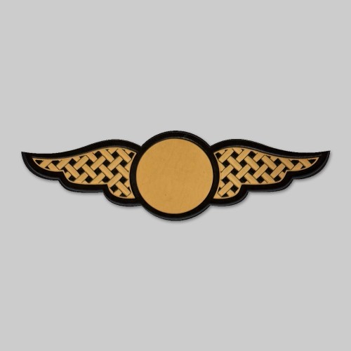 Leder-Patch Flügel mit Flechtmuster, Zinnmotiv in der Mitte – naturleder