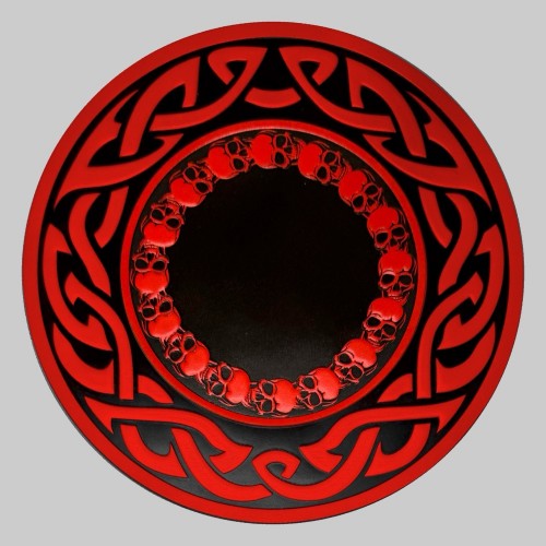 Großer runder keltischer Leder-Patch – rot-schwarz