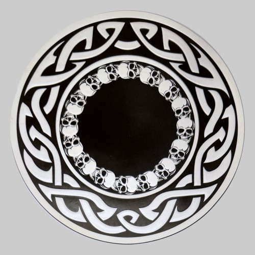 Großer runder keltischer Leder-Patch – schwarz-weiss