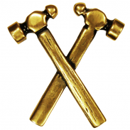"Marteau Croisé" Pins Biker Plaqué Or Vissable - cuir