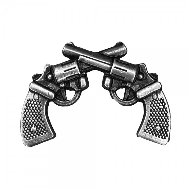 Crossed Revolvers Pin, Pewter