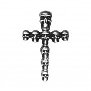 Golgotha Pin, Cross of Skulls, Pewter - métal