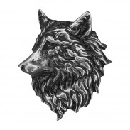 Wolf Head Pin, Pewter