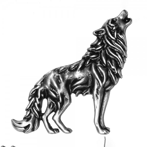 Howling Wolf Pin, Pewter