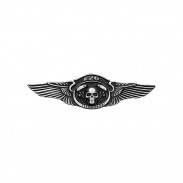 Pin’s ailes 120 ans V-twin tête de mort, étain