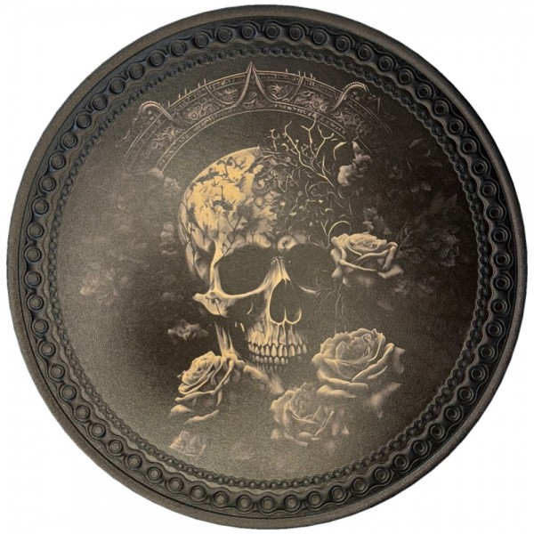 Rückenpatch Leder Totenkopf mit Rosen