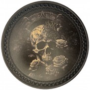 Rückenpatch Leder Totenkopf mit Rosen