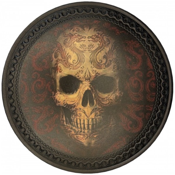 Rückenpatch Leder Totenkopf mit Drachen