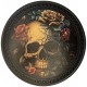 Patch dos cuir tête de mort fleurie