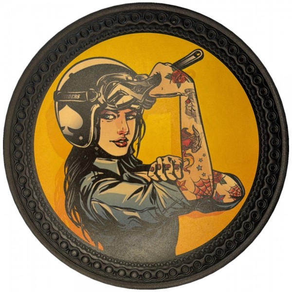 Patch dos cuir lady biker « We Can Do It »