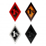 Patch losange 1 %, cuir embouti, 4 couleurs