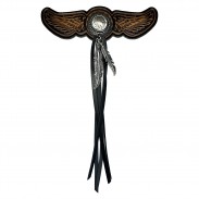 Patch ailes en cuir embouti, franges au choix
