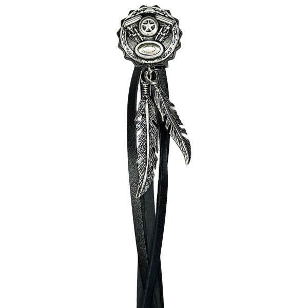 V-Twin Engine – lambskin fringe with pewter feathers