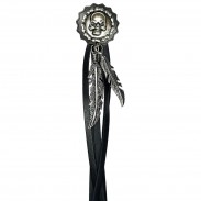Skull Chaîne – frange en cuir d’agneau et plumes en étain