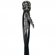 Skull Tribal – frange en cuir d’agneau et plumes en étain
