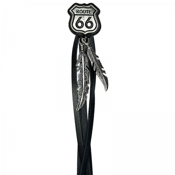 Route 66 – frange en cuir d’agneau et plumes en étain
