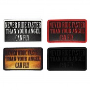 Patch Never Ride Faster en cuir embouti