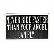 Patch Never Ride Faster aus geprägtem Leder – Schwarz-Weiß