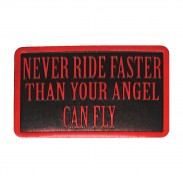 Never Ride Faster Embossed Leather Patch – red and black