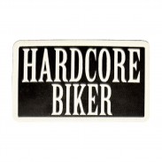 Hardcore Biker Embossed Leather Patch – black and white