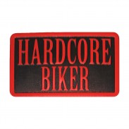 Patch Hardcore Biker aus geprägtem Leder – Rot-Schwarz