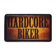 Patch Hardcore Biker en cuir embouti – marron vieilli