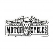 Patch Motorcycles Adler und Motor aus geprägtem Leder – Schwarz-Weiß