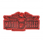 Patch Motorcycles aigle et moteur en cuir embouti – rouge et noir