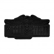 Motorcycles Eagle and Engine Embossed Leather Patch – black