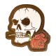 Patch Totenkopf mit Rose aus geprägtem Leder