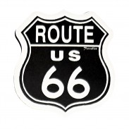 Route 66 Embossed Leather Patch – black and white