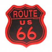 Patch Route 66 en cuir embouti – rouge et noir