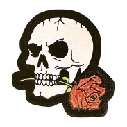 Skull and Rose Embossed Leather Patch