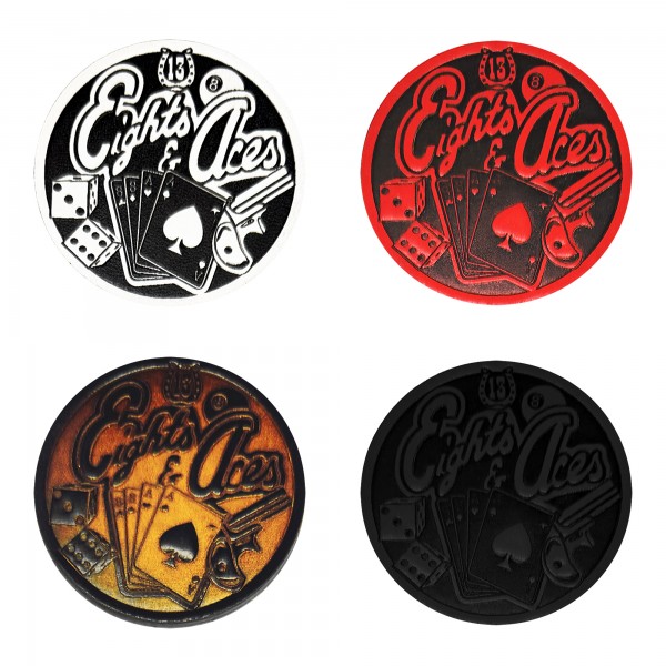 Patch Eights & Aces aus geprägtem Leder